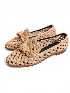 Alexandre Birman Knotted Woven Raffia Loafers in Natural